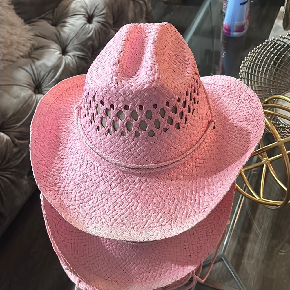 Pink Straw Cowboy Hat